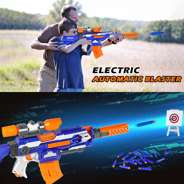 VATOS Electric Foam Blaster Toy Gun with 100 Pcs Darts, 7 DIY Automatic Machine Sniper Rifle Type with Scope
