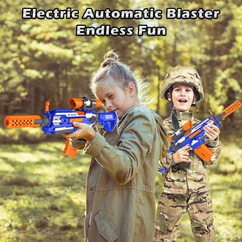 VATOS Electric Foam Blaster Toy Gun with 100 Pcs Darts, 7 DIY Automatic Machine Sniper Rifle Type with Scope