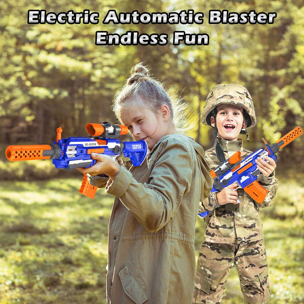 VATOS Electric Foam Blaster Toy Gun with 100 Pcs Darts, 7 DIY Automatic Machine Sniper Rifle Type with Scope