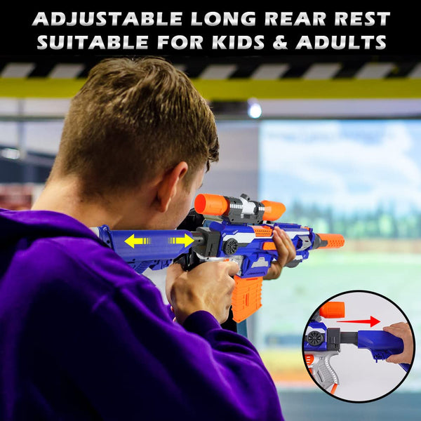 VATOS Electric Foam Blaster Toy Gun with 100 Pcs Darts, 7 DIY Automatic Machine Sniper Rifle Type with Scope