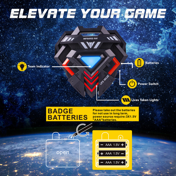 Infrared Mini Laser Tag Set  with Badges 4 Pack, 4 Players Indoor Outdoor,Group Activity Fun Toy