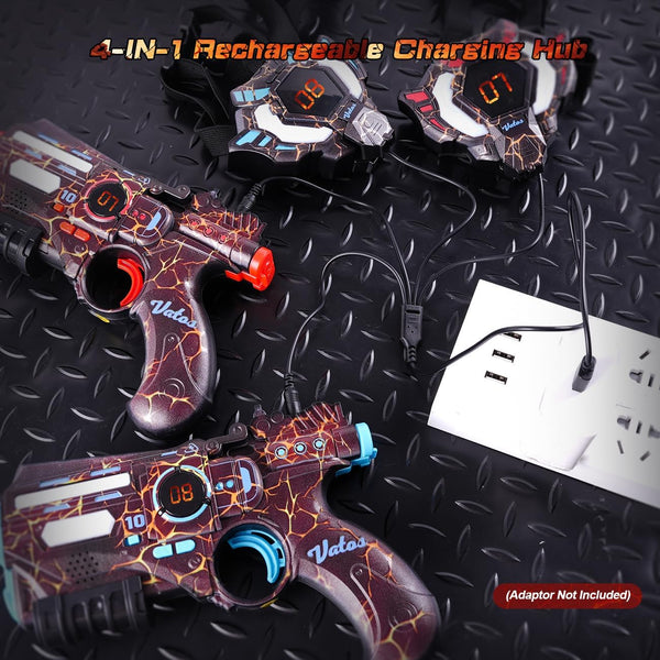 Rechargeable Laser Tag Set of 2 Player - 2.4GHz Data Fully SYNC 2 Gun & 2 Vest Sensors - Cool Birthday Toys & Ideas Laser Tag Gun for Kids Teen Adults for Outdoor Family Activities