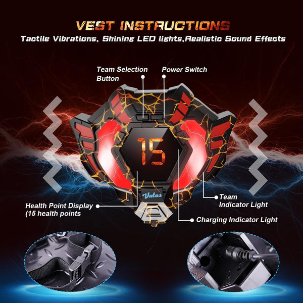 Rechargeable Laser Tag Set of 2 Player - 2.4GHz Data Fully SYNC 2 Gun & 2 Vest Sensors - Cool Birthday Toys & Ideas Laser Tag Gun for Kids Teen Adults for Outdoor Family Activities