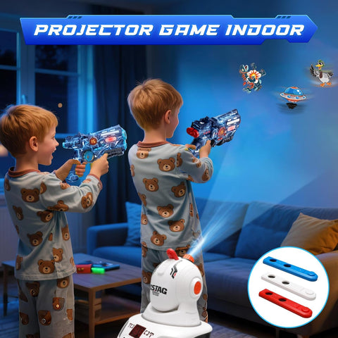 Rechargeable Infrared Laser Tag Set with Projector, 2 Players Toy Gun of Projector with Digital LED Score Display, Shooting Battle Games with 3 Targets,Family Activity Toy for Kids Teens Adults
