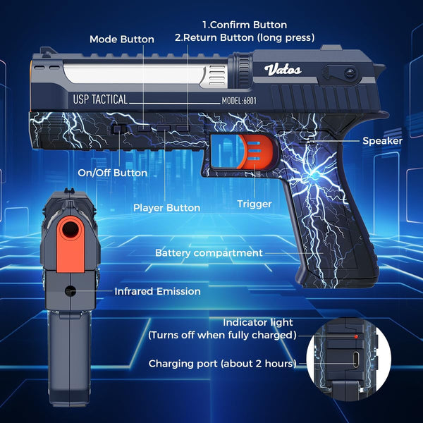 Smart Electronic Shooting Game Set, 2.4GHz Rechargeable Toy Gun with Auto-Scoring Target and Real-Time Voice Feedback, 4 Game Modes, Indoor and Outdoor Shooting Game Toy for Kids Age 10+, Teens