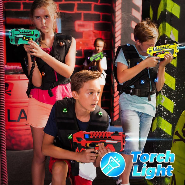 Rechargeable Toy Guns Set - 4 Player Toy Gun with Charging Station, No Vests Needed, Infrared Toy Guns with Data Display for Kids Teen Adults Family Group Activity Game for All Ages