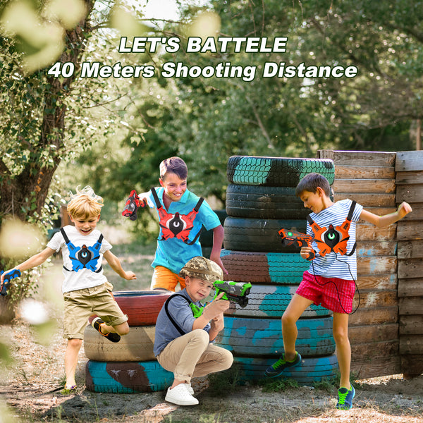 Upgrade Rechargeable Laser Tag Gun - Real-time Data SYNC Infrared Laser Tag Sets of 4 Gun 4 Vest
