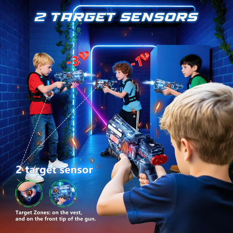 Rechargeable Infrared Laser Tag Set with Projector, 2 Players Toy Gun of Projector with Digital LED Score Display, Shooting Battle Games with 3 Targets,Family Activity Toy for Kids Teens Adults