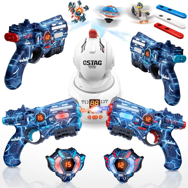 Rechargeable Infrared Laser Tag Set with Projector, 2 Players Toy Gun of Projector with Digital LED Score Display, Shooting Battle Games with 3 Targets,Family Activity Toy for Kids Teens Adults
