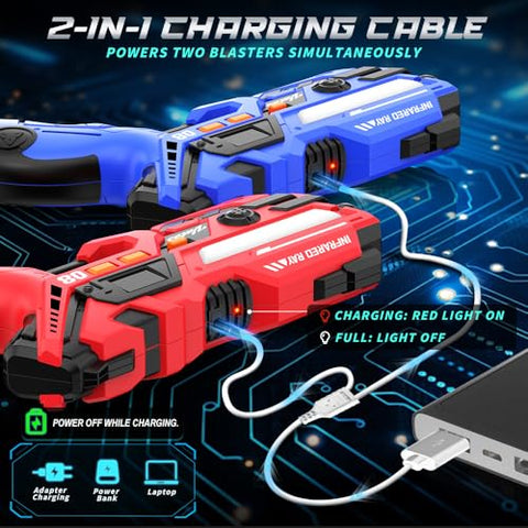 Rechargeable Kids Laser Tag Set for 2, Red & Blue