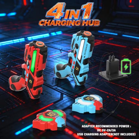 Laser Tag 360° Sensors Set of 2 Players, 2.4GHz Rechargeable Infrared Real-time Data Display Laser Tag Gun, Fun Family Group Activity Game Toy Guns for Kids Teenage Gifts Age 6+