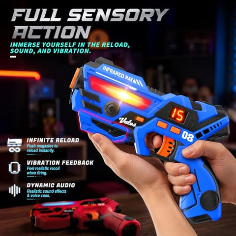 Rechargeable Kids Laser Tag Set for 2, Red & Blue