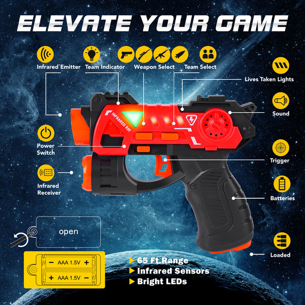 Infrared Mini Laser Tag Set  with Badges 4 Pack, 4 Players Indoor Outdoor,Group Activity Fun Toy