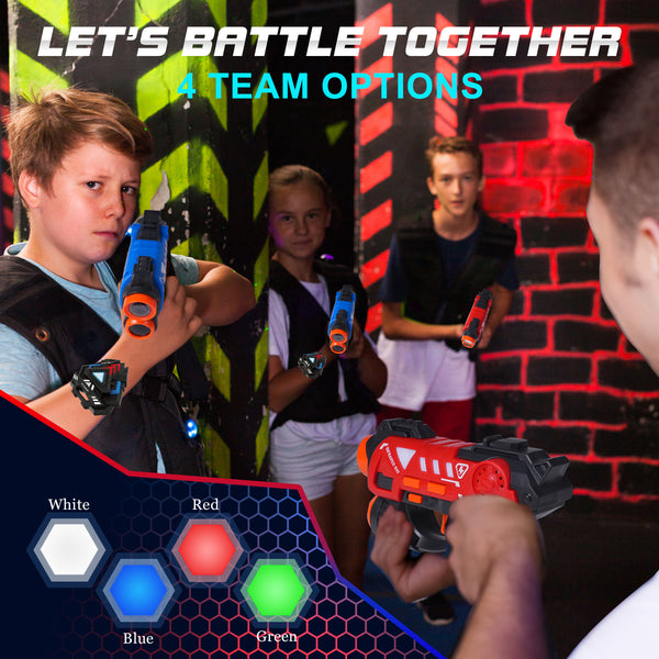Infrared Mini Laser Tag Set  with Badges 4 Pack, 4 Players Indoor Outdoor,Group Activity Fun Toy